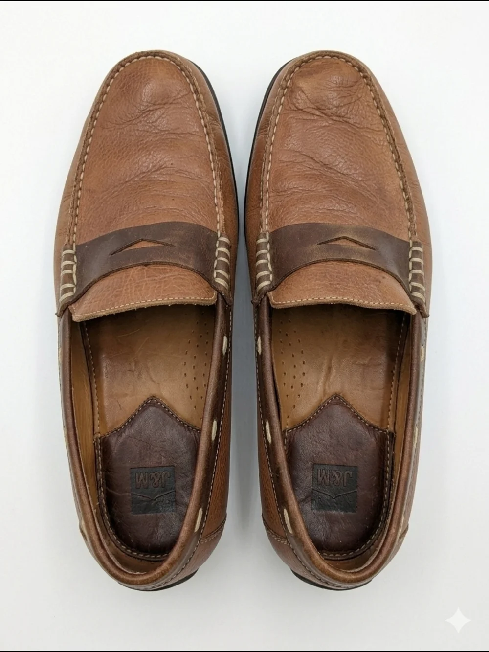 Johnston & Murphy Men’s 9.5 M Brown Leather Penny Loafer Drivers Brazil 20-2690
